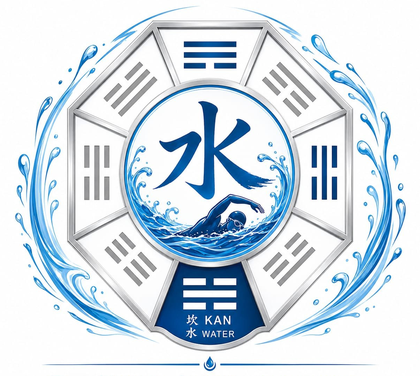 Coach Leck logo - a bagua medallion around the Chinese character for water