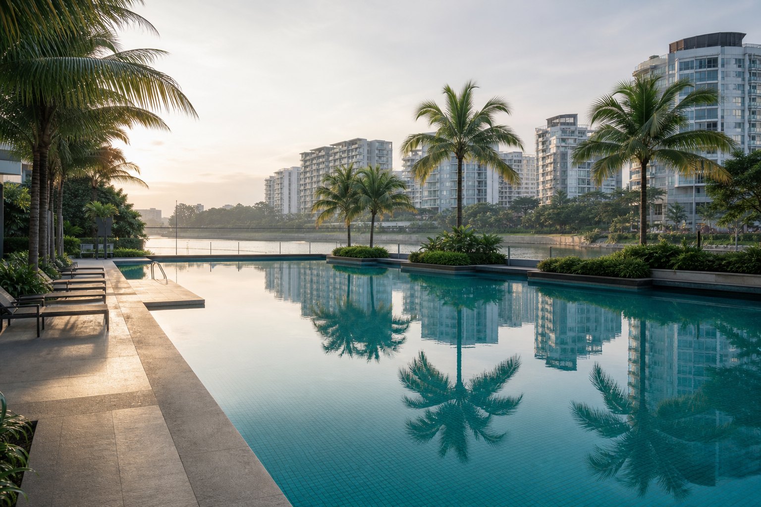A quiet condominium pool in Punggol